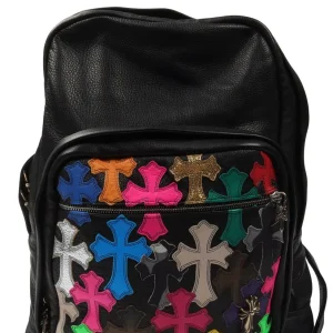 Leather Multicolor Cross Patch Backpack
