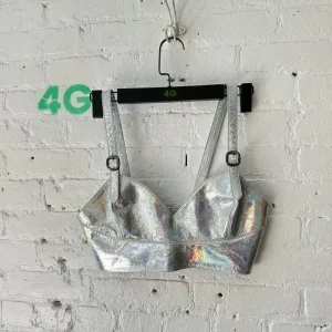 CHROME HEARTS LEATHER REFLECTIVE BRA