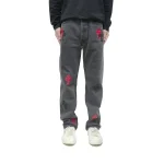 Black&Red Cross Patch Grey Jeans