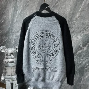 Chrome Hearts Black and Gray HorseShoe Logo Sweatshirt