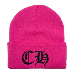 Chrome Hearts CH Logo Embroidered Pink Beanie