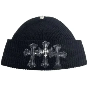 Chrome Hearts Black Logo Cross Beanie