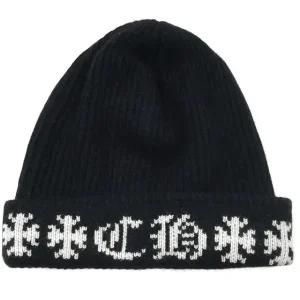 Chrome Hearts Cashmere CH Cross LOGO Black Beanie