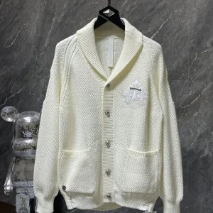 Chrome Hearts Cashmere Cross Patch Cardigan Beige
