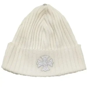 Chrome Hearts Cross Patch Cashmere White Beanie