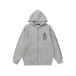 Chrome Hearts Front Logo Zip Up Grey Hoodie