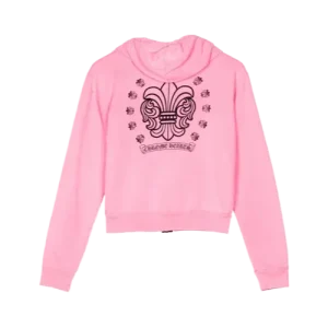 Chrome Hearts Logo Girl Zipper Pink Hoodie