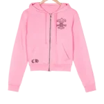 Chrome Hearts Logo Girl Zipper Pink Hoodie