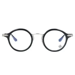 Chrome Hearts Round Black Frame Bra-Gile Glasses