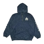 Chrome Hearts Triple White Denim Hoodie Cross Patch Half Zip