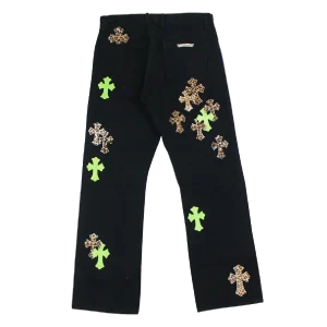 Leather Patches Jeans Black