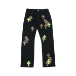 Leather Patches Jeans Black