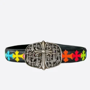 Chrome Hearts Black Multicolor Cross Patch Cemetery Belt