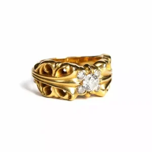 DOUBLE FLORAL RING WITH 5 Stones