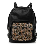 Chrome Hearts Calfskin Pony Hair Leopard Print Cross Patch 7th Grade Backpack Black Brown
