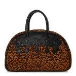 Chrome Hearts Leopard Print Hair Cross Patch Duffle Bag Black