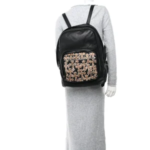 Chrome Hearts Calfskin Pony Hair Leopard Print Cross Patch 7th Grade Backpack Black Brown