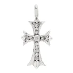 Chrome Hearts Sterling Silver Diamond CH Cross Pendant