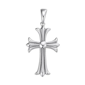 Hearts Chrome Cross Pendant - 925 Silver - 3 Sizes 1"-2.5"